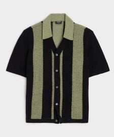 Boucle Cabana Sweater Polo in Olive Vine - Todd Snyder at Todd Snyder