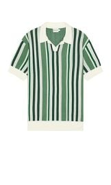 Bound Knit Polo In Green Stripe at Revolve