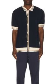 Bound Stevie Waffle Ribbed Knit Polo In Navy at Revolve