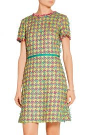 Boutique Moschino Fringed Boucle-Tweed Mini Dress at The Outnet