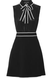 Boutique Moschino  Pussy-bow silk-chiffon and stretch-crepe mini dress at Net A Porter