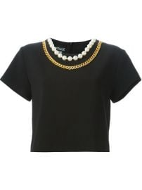 Boutique Moschino Chain And Faux Pearl Trim Top - at Farfetch