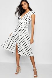 Boutique Polka Dot Wrap Dress at Boohoo