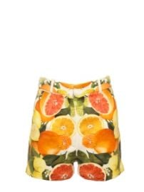 Boutique STELLA MCCARTNEY ICONIC Lemon yellow orange green and white citrus print cotton mini shorts Size XXS at Louise Paris