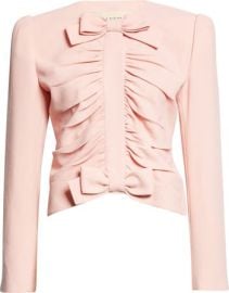 Bow Detail Crispy Lightweight Crop Wool Jacket at Nordstrom