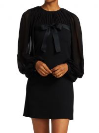 Bow Front Sheer-Sleeve Mini Dress at Saks Fifth Avenue