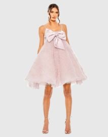 Bow Front Tulle Mini Dress Mac Duggal at Mac Duggal