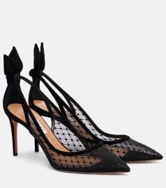 Bow Tie 85 suede-trimmed mesh pumps at Mytheresa