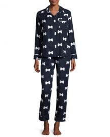 Bow Tie-print Pajama Set at Neiman Marcus