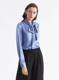 Bow-tie Neck Silk Blouse by Lily Silk at Lily Silk