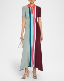 Bowling Colorblock Knit Midi Polo Dress at Neiman Marcus
