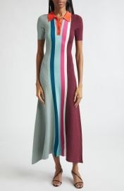 Bowling Colorblock Stripe Rib Polo Sweater Dress at Nordstrom
