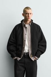 Boxy Fit Cotton Bomber Jacket at Zara