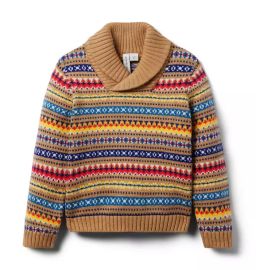 Boy Cinnamon Fair Isle Fair Isle Shawl Collar Sweater by Janie and Jack at Janie and Jack