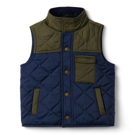 Boy Connor Navy Colorblocked Quilted Puffer Vest by Janie and Jack at Janie and Jack