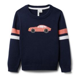 Boy Connor Navy Striped Sleeve Car Sweater by  at Janie and Jack