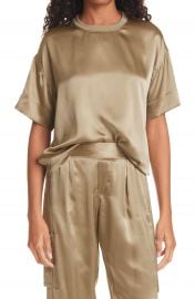 Boy Cut Silk Charmeuse T-Shirt at Nordstrom