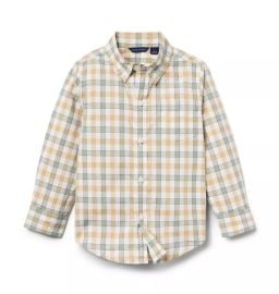 Boy Gold Wheat Plaid Plaid Poplin Shirt by Janie and Jack at Janie and Jack