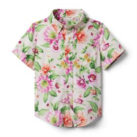 Boy Mauve Chalk Dahlia Print Dahlia Poplin Shirt by Janie and Jack at Janie and Jack