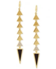 Boy Meets Girl x Roman Luxe 14k Gold-Plated Crystal Pave Black Triangle Linear Earrings - Fashion Jewelry - Jewelry and Watches - Macys at Macys