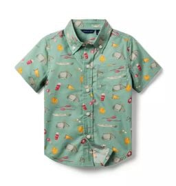 Boy Pale Green Camp Icon Camp Icon Linen-Cotton Shirt by Janie and Jack at Janie and Jack