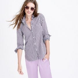 Boy shirt in mini gingham in navy at J. Crew