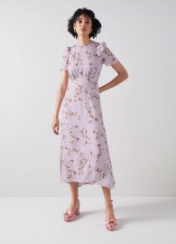 Boyd Lilac and Red Cherry Blossom Print Silk Jacquard Dress Clothing Collections LKBennett London at LK Bennett