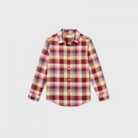 Boys\' Poplin Plaid Long Sleeve Button-Down Shirt by cat  Jack at Target at Target