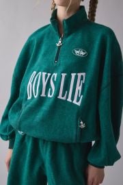 Boys Lie A1 Green Envy Graphic Quarter Zip Pullover at Urban Outfitters