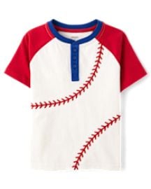 Boys Short Sleeve Baseball Henley Top - Sweet Summer - WHITE Gymboree CA at Gymboree