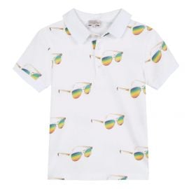 Boys White Cotton Polo Shirt at Childrens Outlet