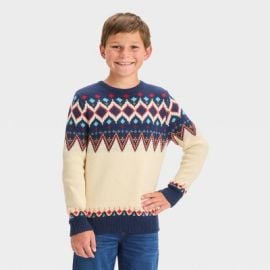 Boysx27 Holiday Fair Isle Pullover Sweater - Cat amp Jack Cream Target at Target