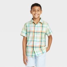 Boysx27 Multi-plaid Button-down Short Sleeve Woven Shirt - Cat amp Jack Target at Target