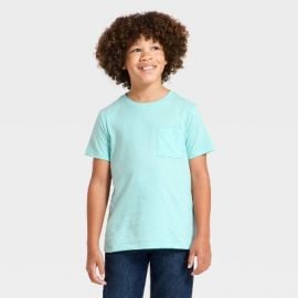 Boysx27 Short Sleeve Pocket T-Shirt - Cat amp Jack Light Aqua Blue S Target at Target