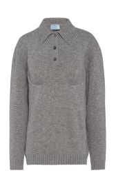 Bra-Detailed Cashmere Polo Sweater By Prada at Moda Operandi