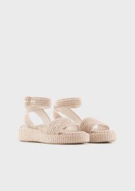 Braided raffia strap sandals EMPORIO ARMANI Woman at Armani