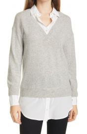 Brami Mixed Media Layered Look Wool & Cashmere Sweater at Nordstrom