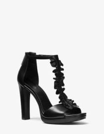 Brand new - Michael Kors Bella Ruffled Leather Platform Sandal Black 191261805678 eBay at eBay