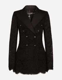 Branded stretch lace Turlington blazer in Black for DolceampGabbana US at Dolce & Gabbana