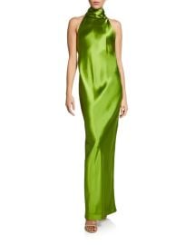Brandon Maxwell Backless Silk Halter Gown at Neiman Marcus