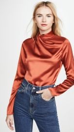 Brandon Maxwell Draped Neck Silk Blouse at Shopbop