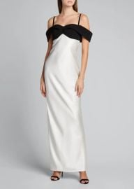 Brandon Maxwell Draped Satin Off Shoulder Gown at Bergdorf Goodman