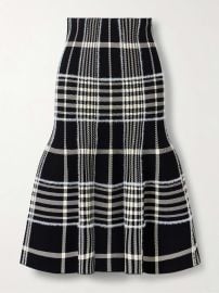Brandon Maxwell Rory Jacquard Plaid Trumpet Midi Skirt at Net a Porter