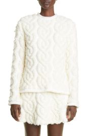 Brandon Maxwell Sarabeth Cable Jacquard Crewneck Sweater at Nordstrom