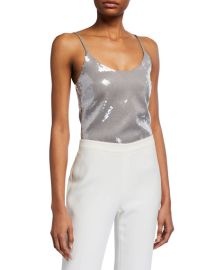 Brandon Maxwell Sequined Spaghetti-Strap Tank Top at Neiman Marcus