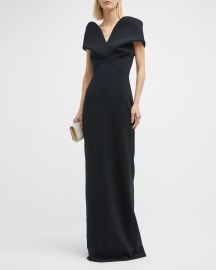 Brandon Maxwell Structured Off-The-Shoulder Column Gown at Neiman Marcus