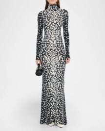 Brandon Maxwell The Camille Animal Print Cashmere Maxi Dress at Neiman Marcus
