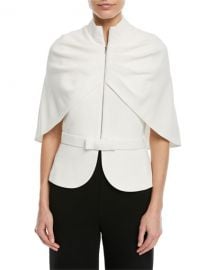 Brandon Maxwell Zip-Front Cape-Sleeve Jacket   Neiman Marcus at Neiman Marcus