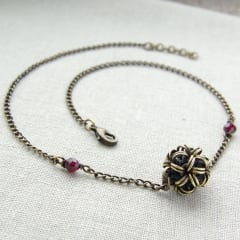 Brass and Garnet Necklace at Etsy