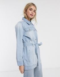 Brave Soul portland utility denim jacket with tie waist at Asos